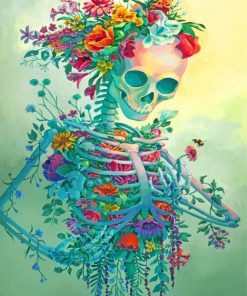 Skeleton With Flowers Art Paint by numbers