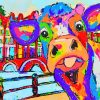 Colorful Cow In Amsterdam Paint by numbers