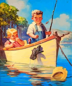 Little Kids On Boat Paint by numbers