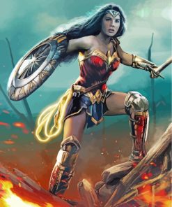 Wonder Woman With Shield Paint by numbers