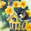 Bird House With Yellow Flowers Paint by numbers