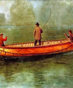 Albert Bierstadt Fishing from a Canoe paint by number