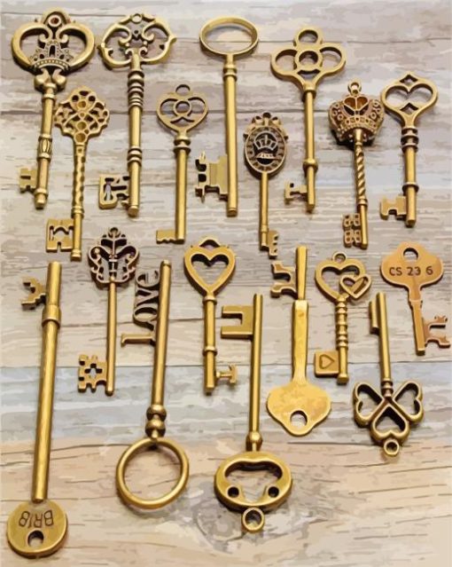 Antique Vintage Keys paint by number