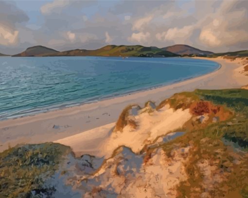 Beach Isle Of Barra Scotland paint by number