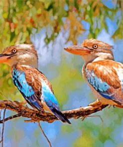 Blue Winged Kookaburra on stick paint by numbers