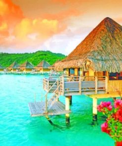 Bora Bora Huts paint by numbers