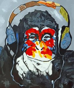 Chimp With Headphones paint by numbers