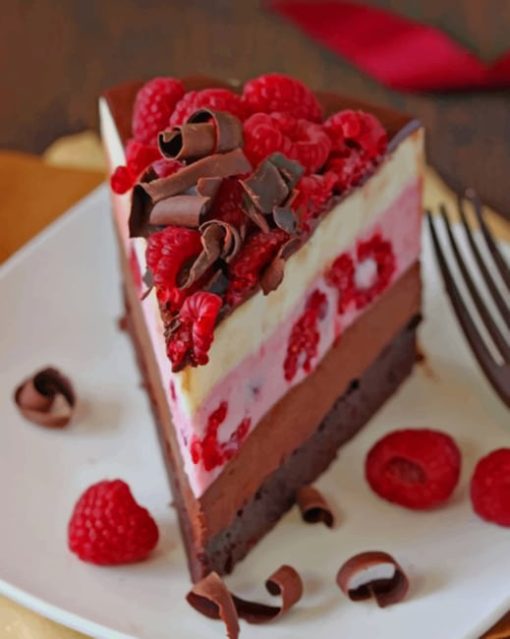 Chocolate Raspberry Mouse Cake paint by numbers