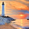 Crisp Point Lighthouse Sunset paint by number