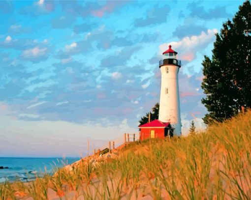 Crisp Point Lighthouse paint by number