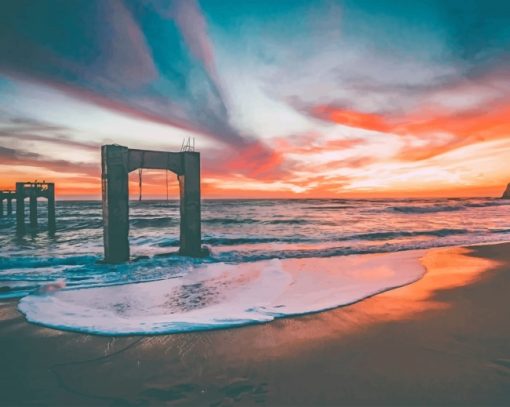 Davenport Iowa Pier Beach paint by numbers