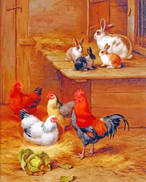 Edgar Hunt Farmyard Neighbors paint by number