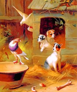 Edgar Hunt Pigeons and Puppies paint by number