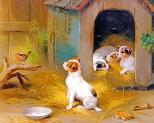 Edgar Hunt The Puppies paint by number