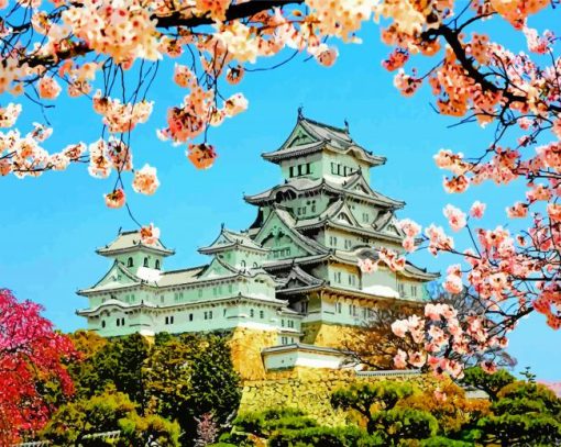 Himeji Castle Spring Paint by numbers