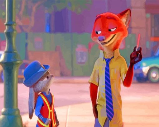 Judy Hoops Officer and Nick paint by number