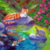 Koi Pond Cat paint by numbers