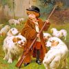 Little Boy And Dogs Charles Burton paint by number