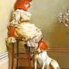 Little Girl and Dog Charles Burton paint by number