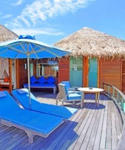 Maldives Resort Cabins Paint by numbers