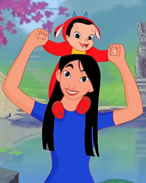 Mulan And Baby paint by numbers