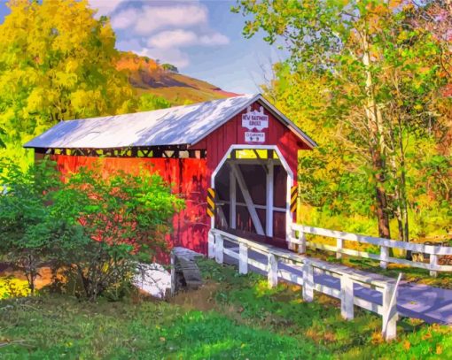 New Baltimore Covered Bridge paint by number