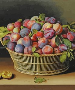 Plums Basket Still Life paint by number