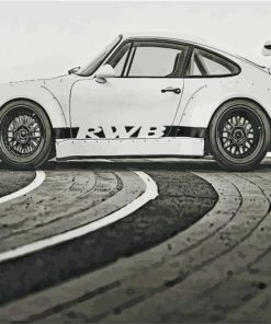 RWB Porsche Black and White paint by number