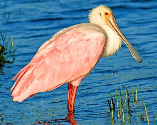 Roseate spoonbill Bird paint by number