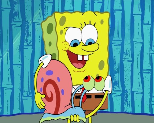 Spongebob and Gary Cartoon paint by number