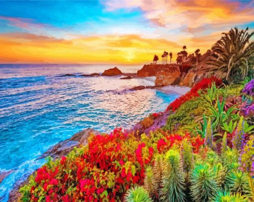 Tropical Laguna Beach paint by numbers