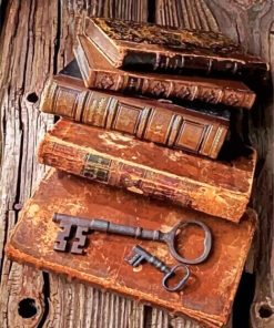 Vintage Books And Keys Paint by numbers