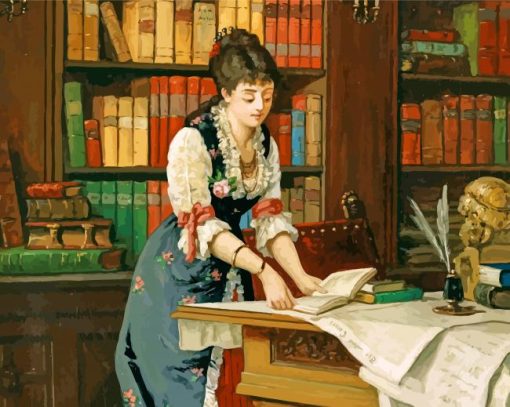 Woman In Library paint by numbers