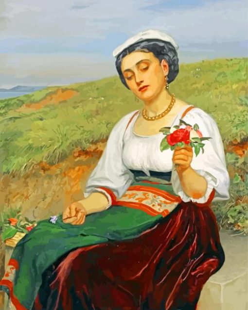 Young Woman With Flowers Paint by numbers