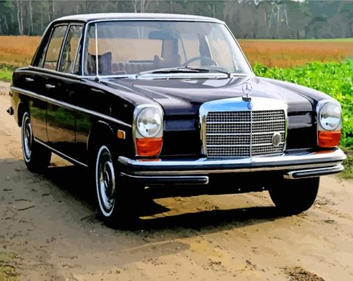 Aesthetic Black Mercedes Benz W114 paint by numbers