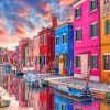 Colorful Burano Italy paint by numbers