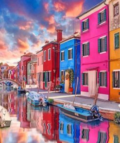 Colorful Burano Italy paint by numbers