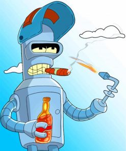 bender-futurama-smoking-paint-by-numbers