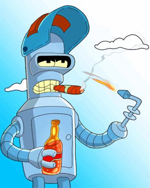 bender-futurama-smoking-paint-by-numbers