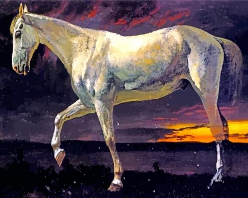 Bierstadt White Horse And Sunset paint by number