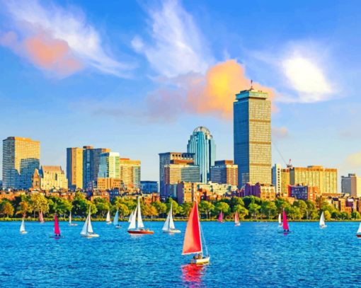 Boston Skyline View paint by numbers