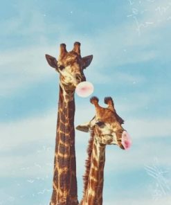 Giraffes Blowing Bubble Paint by numbers