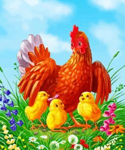 cute chicks family paint by numbers