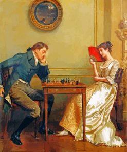 George Goodwin Kilburne A Game Of Chess paint by number