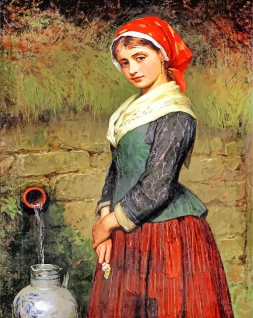 Girl By A Well Charles Sillem Paint by numbers