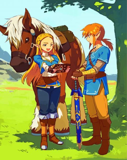 Link And Princess Zelda paint by numbers