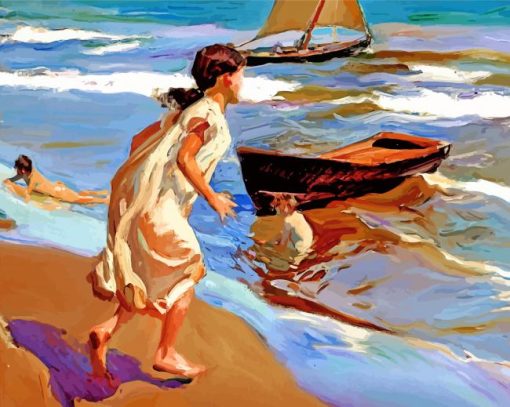 Playing At The Beach Sorolla Paint by numbers