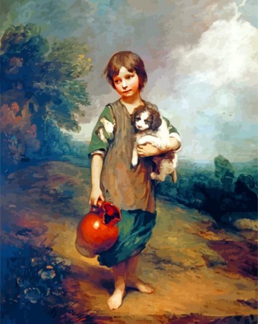 The Cottage Girl Gainsborough paint by number