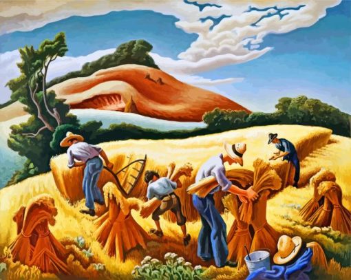 thomas hart benton Cradling Wheat paint by number