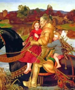 A Dream of the Past: Sir Isumbras at the Ford By Millais paint by numbers